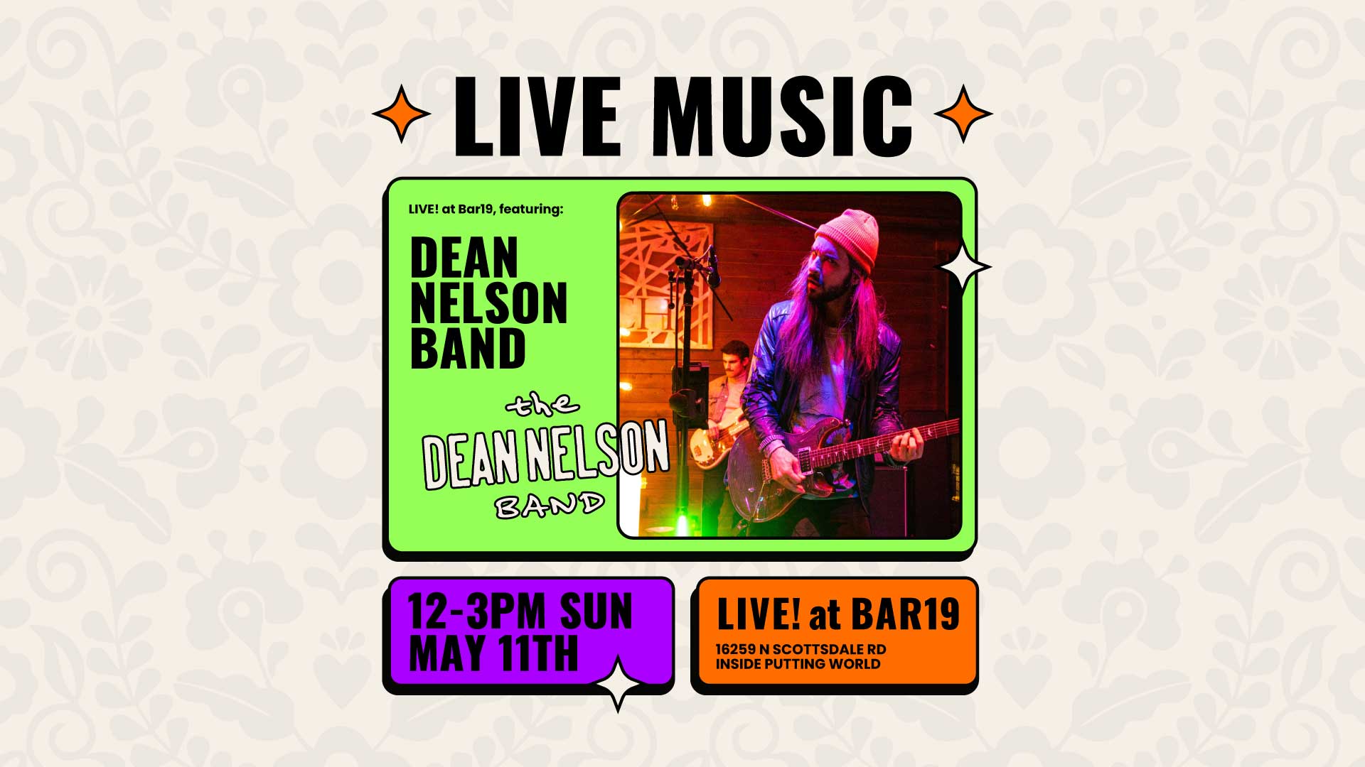 Live music at Bar19 featuring Dean Nelson Band May 11th 2025