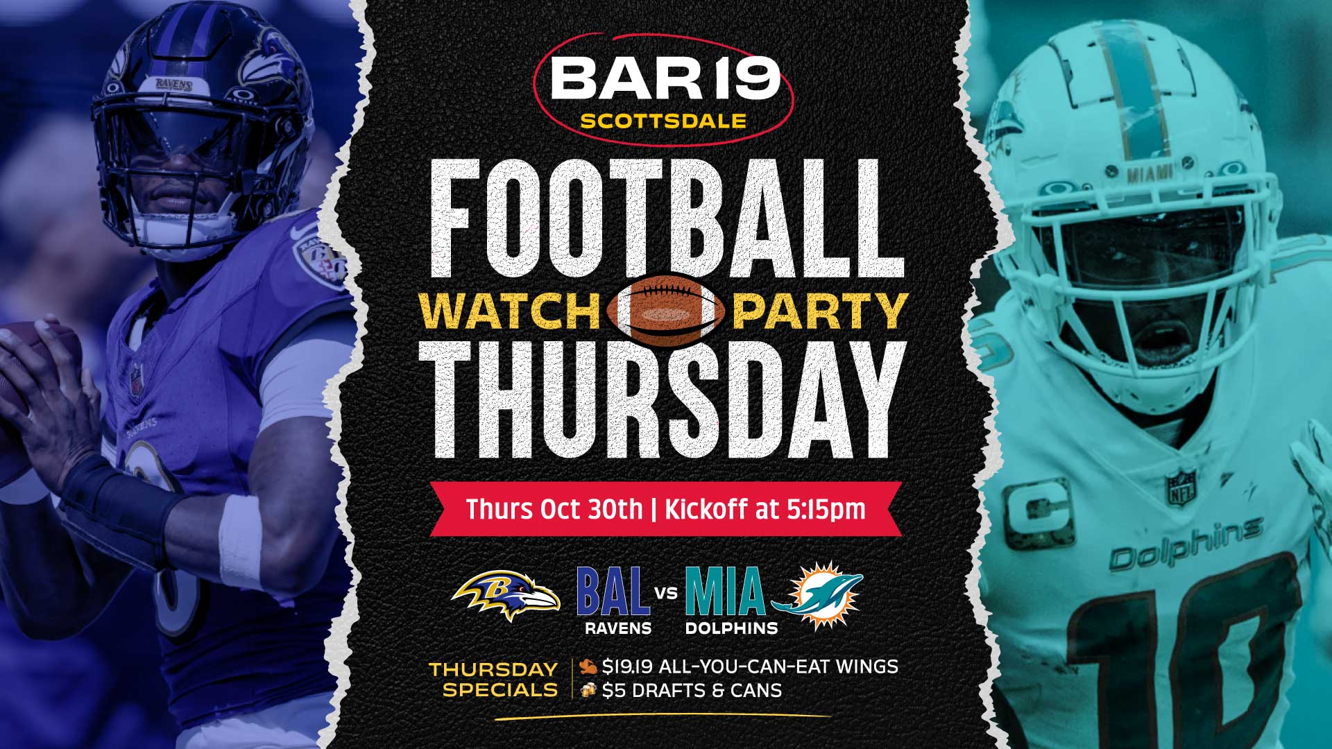 Thursday Night Football Watch Party - Ravens vs Dolphins 1 PW928 Thursday Night Football Watch Party Ravens Dolphins
