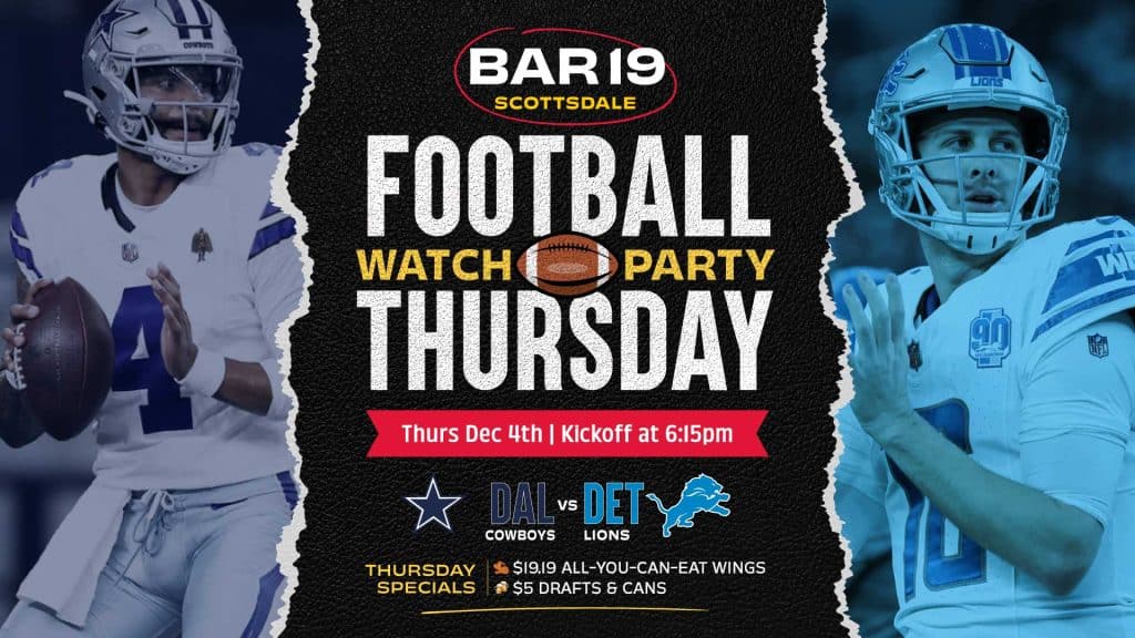 PW933 Thursday Night Football Watch Party Cowboys Lions